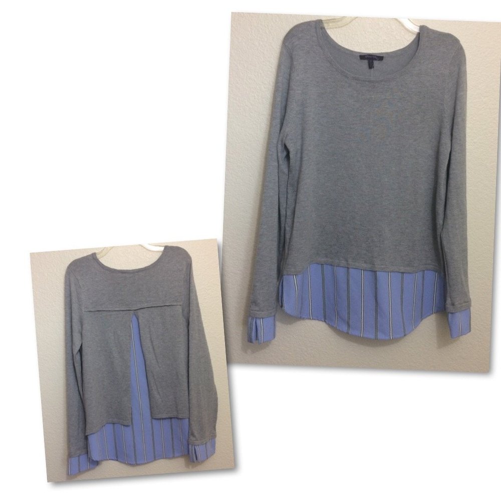 Olivia Sky Womens Large Mixed Media Knit Sweater - Picture 1 of 9